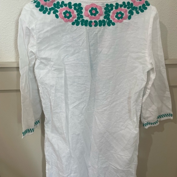 J Crew White and Green Floral Embroidered Swim Cover-Up Tunic Beach - Picture 8 of 8